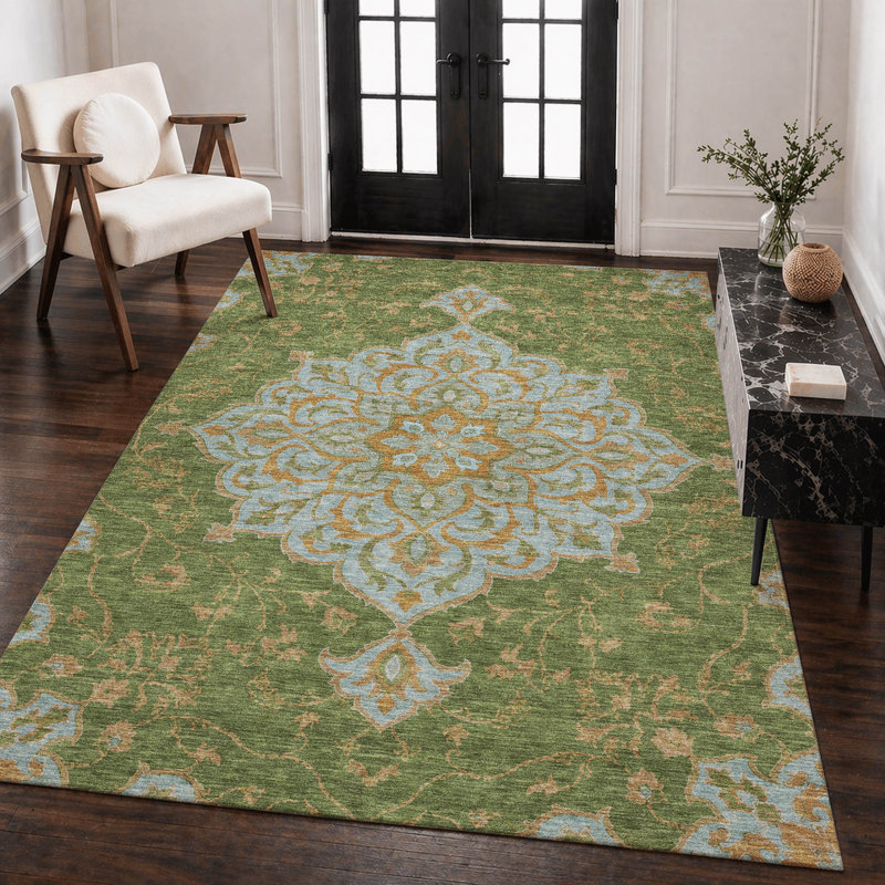 Tapis intérieur / extérieur lavable à la machine Chantille ACN2958 Global, Olive, 9 pi x 12 pi
