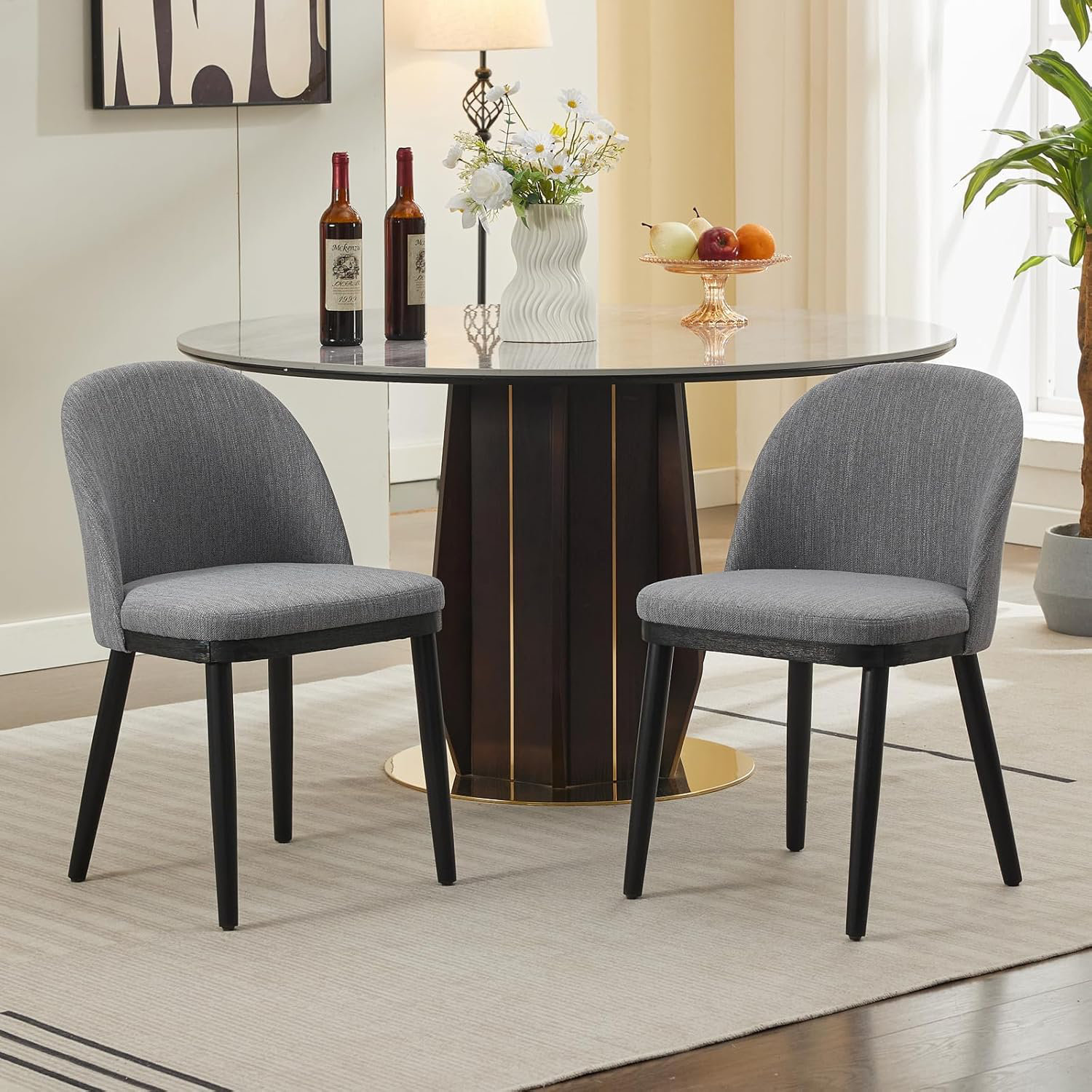 George Oliver Dining Chairs Set of 2,Modern Fabric Upholstered Kitchen ...