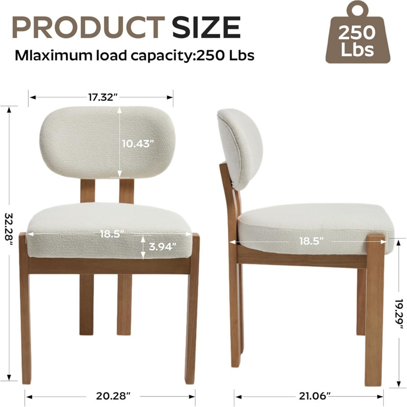 Chaise rembourrée en bois massif Inelda, 2, Beige