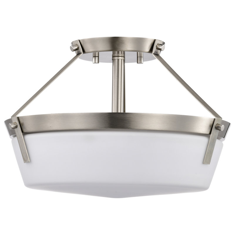 Plafonnier semi-encastré en verre Sharieka, Nickel brossé