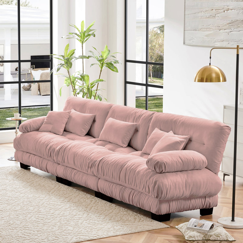 Canapé modulaire 3 places à assise profonde et canapé modulaire, canapé en chenille, meubles rembourrés doux et confortables pour salon, appartement, studio, bureau, chenille