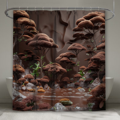 Brown Textured Trees Shower Curtains Extra Long