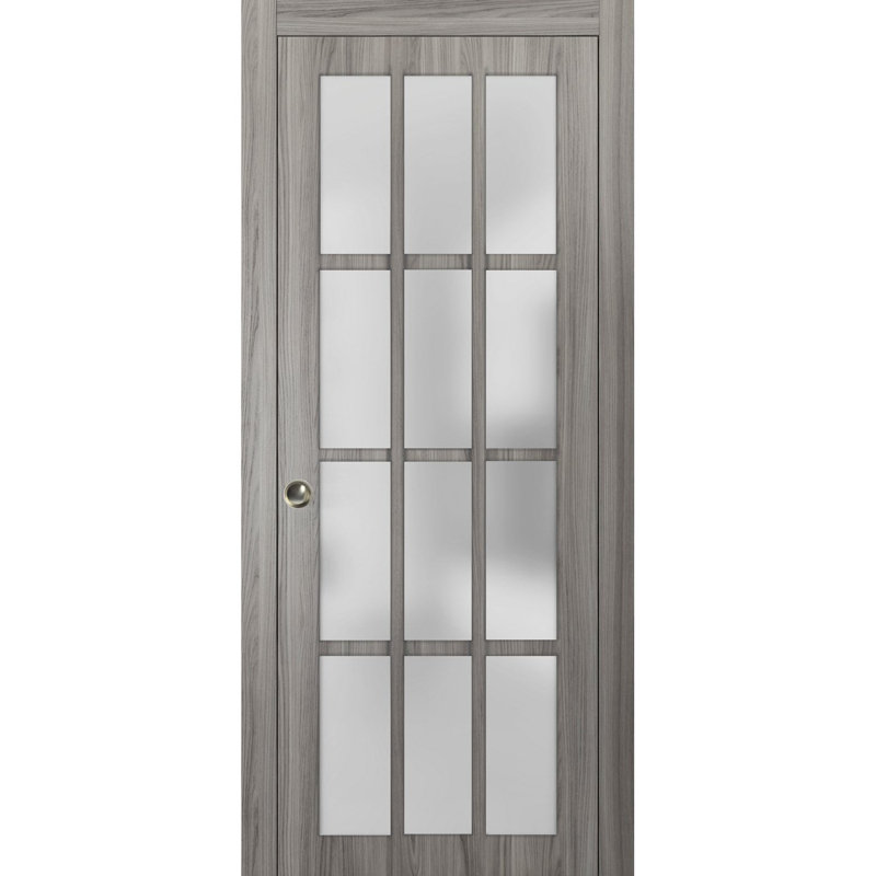 Felicia Frosted Glass Sliding Closet Door, Ginger Ash Grey, 18" x 84"