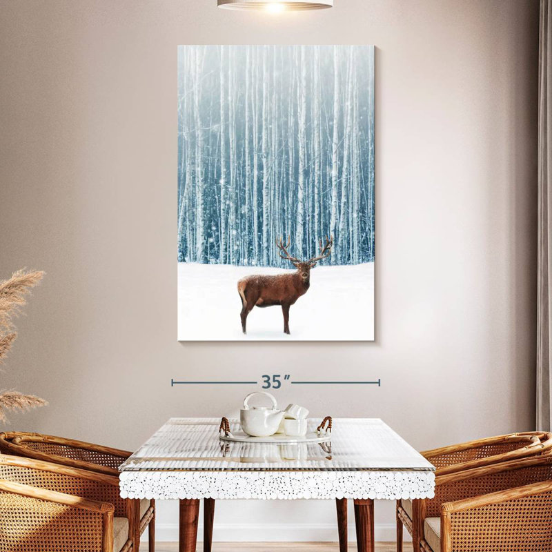 Cerf en hiver, H 51 po x l 34 po