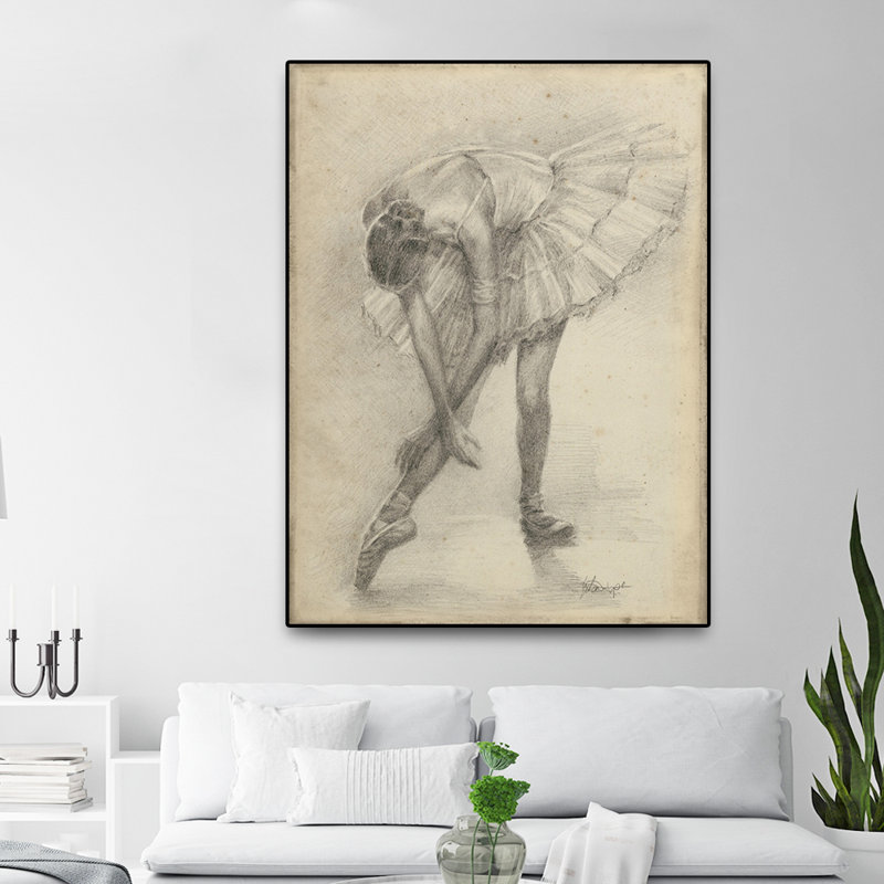 « antique ballerine study ii » par éthan harper, reproduction de structure sur toile