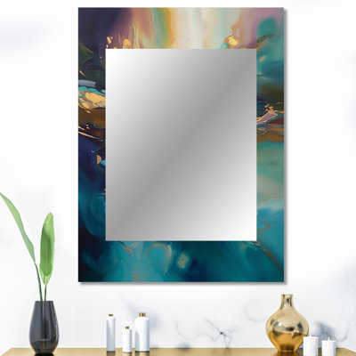 Spirited Ocean Sunset in Shades of Blue I - Landscapes Unique Mirror, Modern Large Wall Mirror, Printed Metal Art
