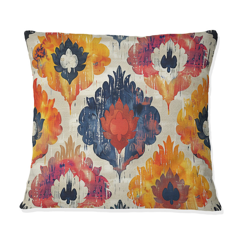 Rouge, noir, géométrique rétro - coussin décoratif rétro géométrique, H 16 po x l 16 po