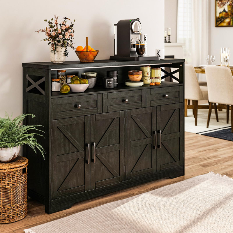 Buffet 51 "avec tiroirs Farmhouse, Noir, noir, noir, noir