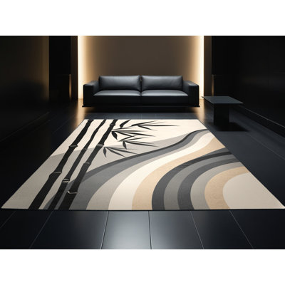 Tapis beige moderne et élégant lavable à la machine Orionna