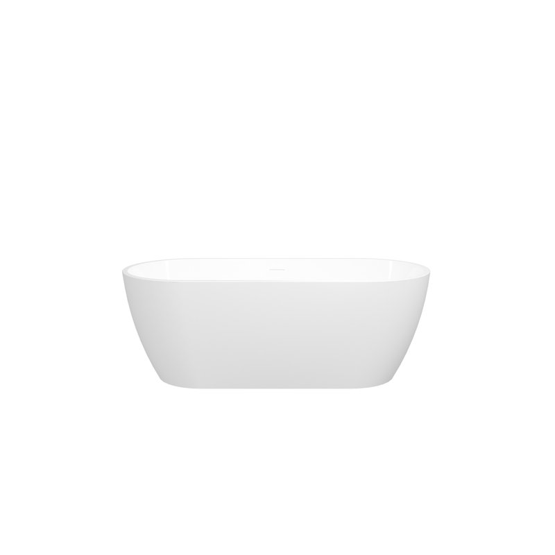 Baignoire de trempage autoportante en acrylique brillant avec trop-plein à fente classique et drain à embout, certifié cUPC. Facile à installer, 02138