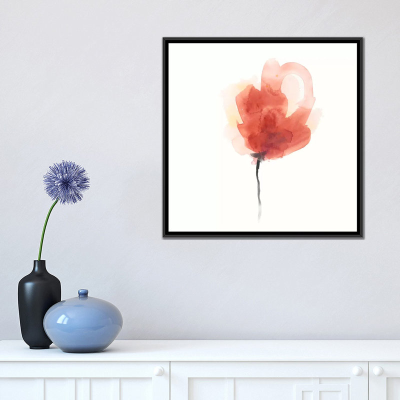 « expressif fleuris iii », impression sur toile, H 18 po x l 18 po x P 1,5 po, Toile avec cadre flottant noir, Pas de tapis