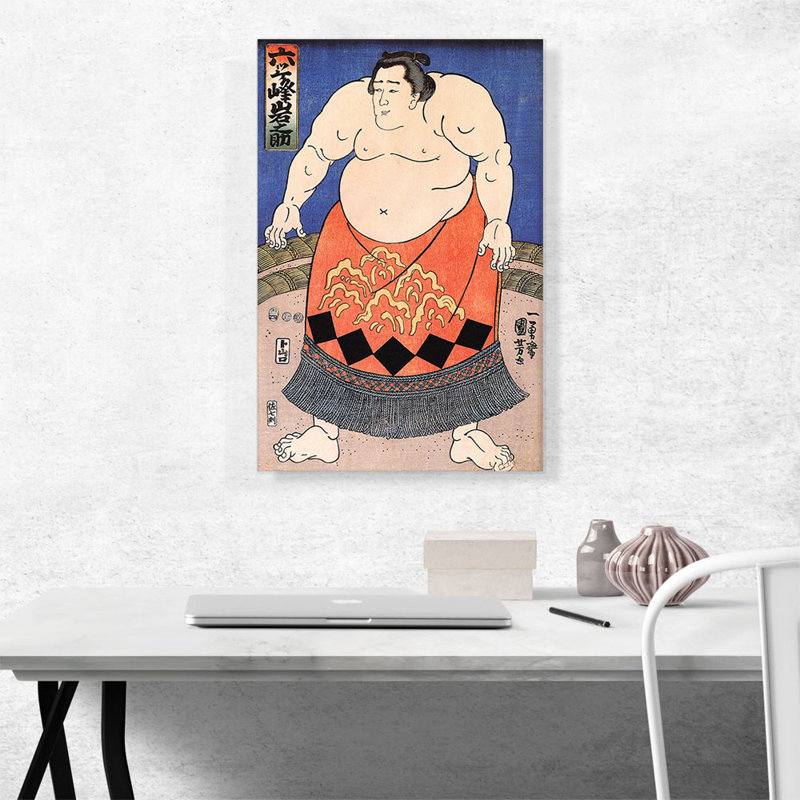 «The Sumo Wrestler» par Utagawa Kuniyoshi - reproduction d'art sur toile tendue, H 26 po x l 18 po x 1,5 po