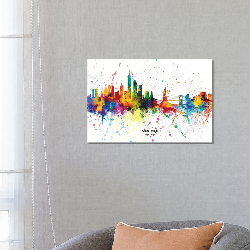 New York Skyline Splash by Michael Tompsett - 1 Piece Wrapped Canvas Painting, 66.04 cm H x 45.72 cm W x 3.175 cm D