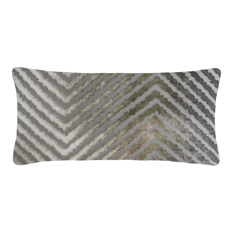 Chevron Rectangular Velvet Pillow Cover & Insert, Nickel