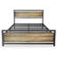 Base de lit plateforme moderne en bois et métal noir avec tête de lit robuste-89669863-89669860