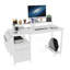 Bureau de 47,3 po avec prise de courant, 2 supports pour écran, 2 tiroirs, pochettes latérales, facile à assembler, stabilité de la structure réversible, utilisation comme bureau à domicile, bureau d'ordinateur, table de jeu