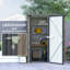 Metal Garden Storage Shed with Sloped Roof and Lockable Door in Light Grey - 142cm x 84cm Weatherproof Outdoor Tool Shed