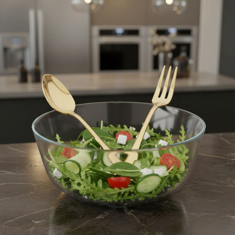 Ensemble de service BRescia (fourchette et cuillère), L 9,83 po x l 3 po, Or brossé