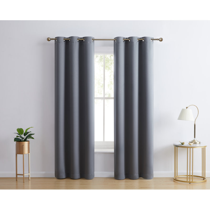 Solid Max 100% Blackout Thermal Grommet Curtain Panels, 42" W x 72" L, Steel Gray