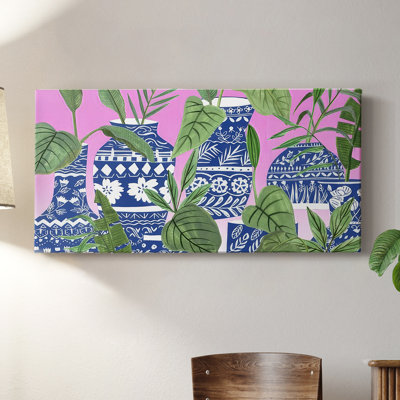 Indigo Palms I - Toile tendue avec châssis - Prêt à accrocher