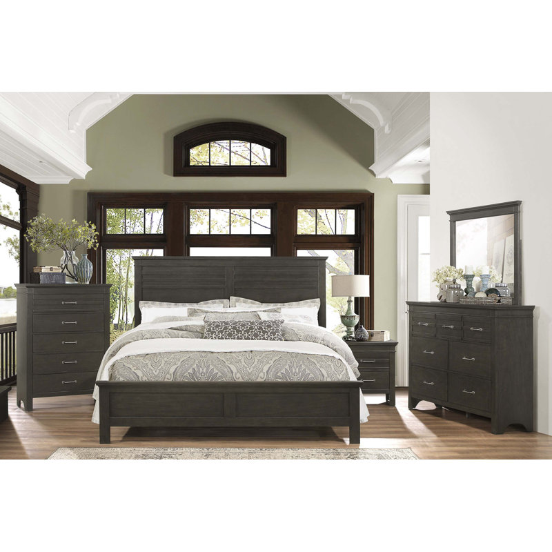 Ensemble de lit double de style transitionnel, fabriqué en bois pour la chambre à coucher, offrant confort et sommeil réparateur