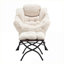 Compact Upholstered Lazy Chair with Ottoman, Leisure Reading Accent Chair for Small Spaces, Gray-toned-235369114