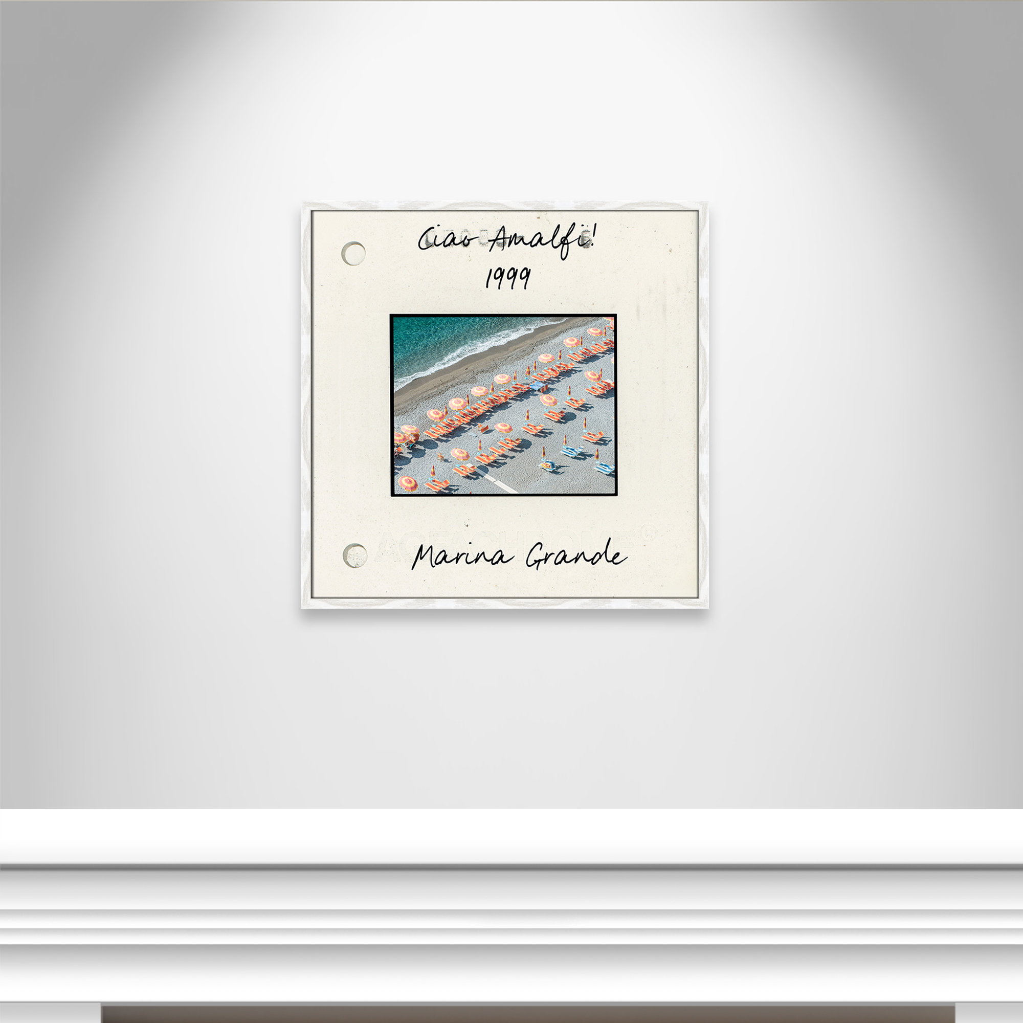 Amalfi, Italy - Marina Grande Print by Danita Dalmont, 27.5" H x 27.5" W x 0.75" D, White Single Picture Framed Paper