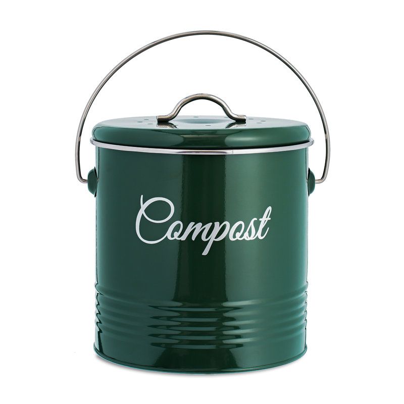 Vamyr Metal Odor Resistant Kitchen Composter, Glossy Green