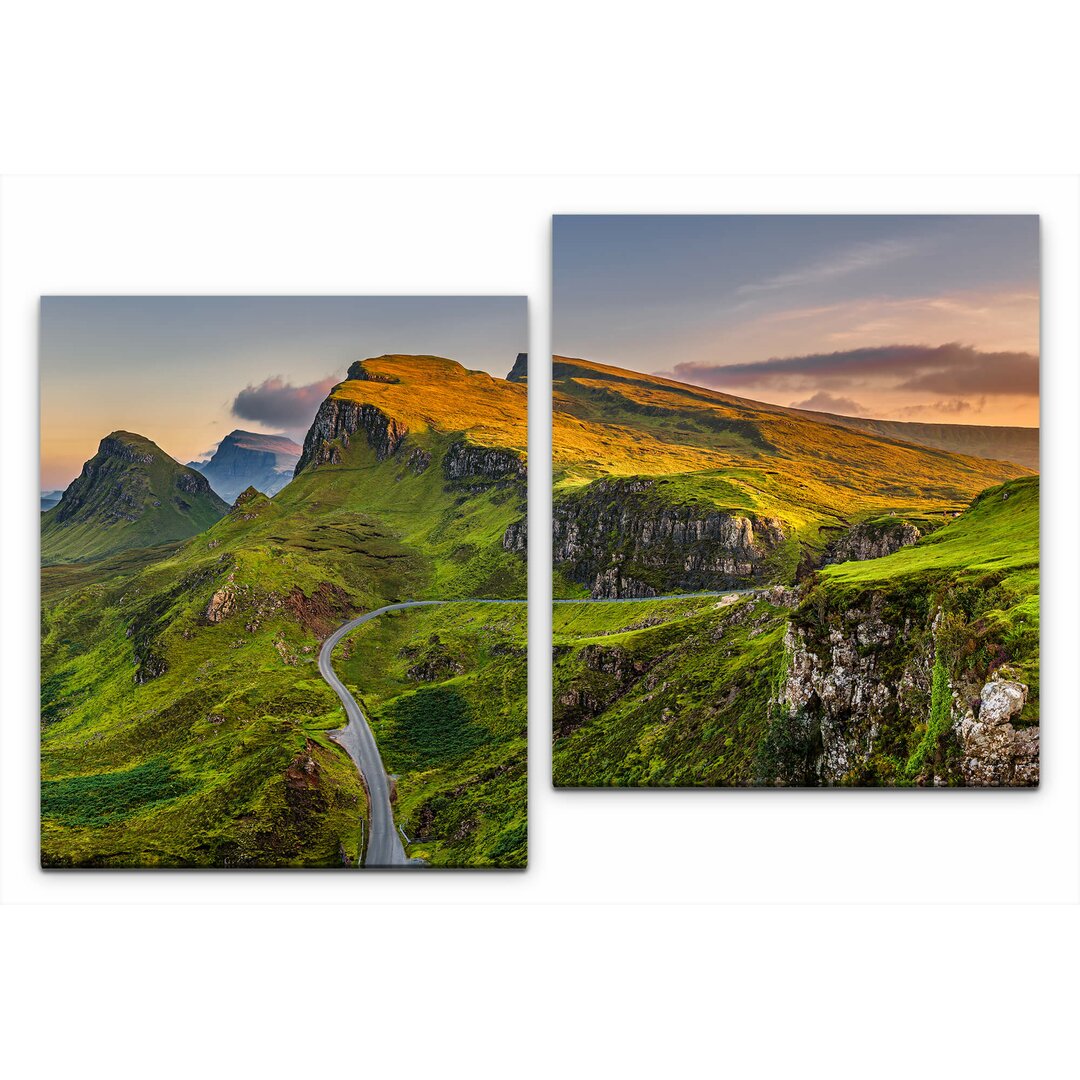 2-tlg. Leinwandbilder-Set Schottland Berge