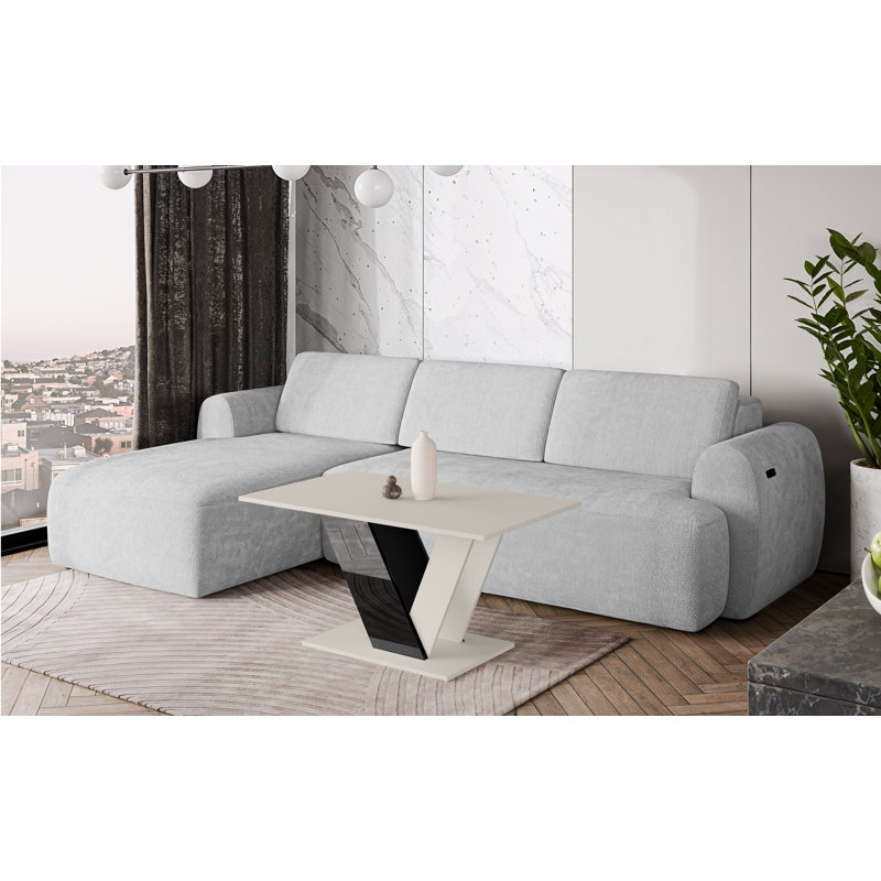 Pedestal Coffee Table, Cashmere/Black