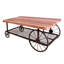 Table basse rustique - chêne et gris, roues en métal gris chaud