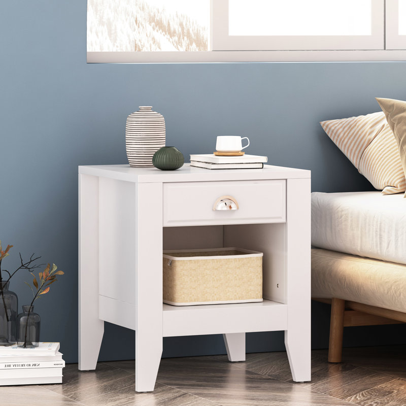 Table de chevet moderne moderne en simili bois avec glissière de tiroir, l 21,4 po x P 19,03 po H 24,17 po en matériau, H 21,2 po 24 po