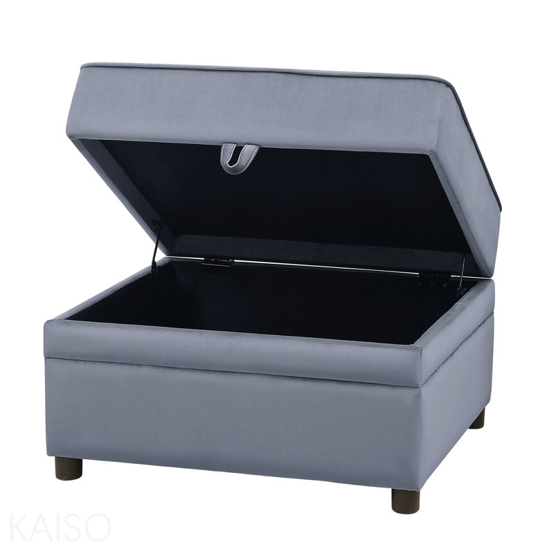 Repose-pieds rectangulaire avec rangement - gris