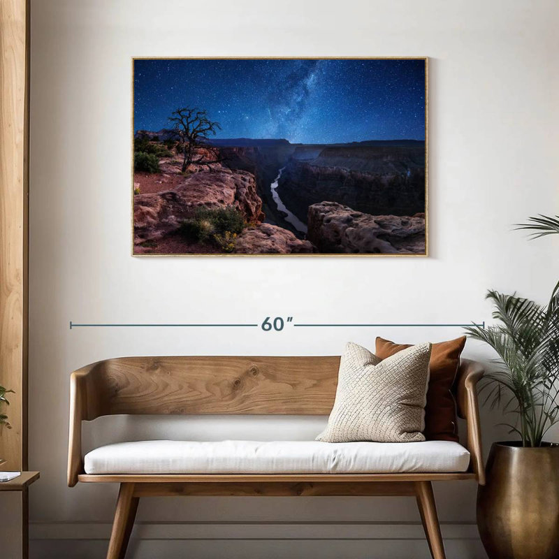 Nuit étoilée du Grand Canyon, Cadre flottant en bois naturel, 43 po x 29 po