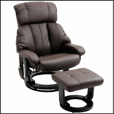 Comfortable PU Leather Massage Recliner Chair With Ottoman, 360° Swivel And Adjustable Backrest For Relaxation