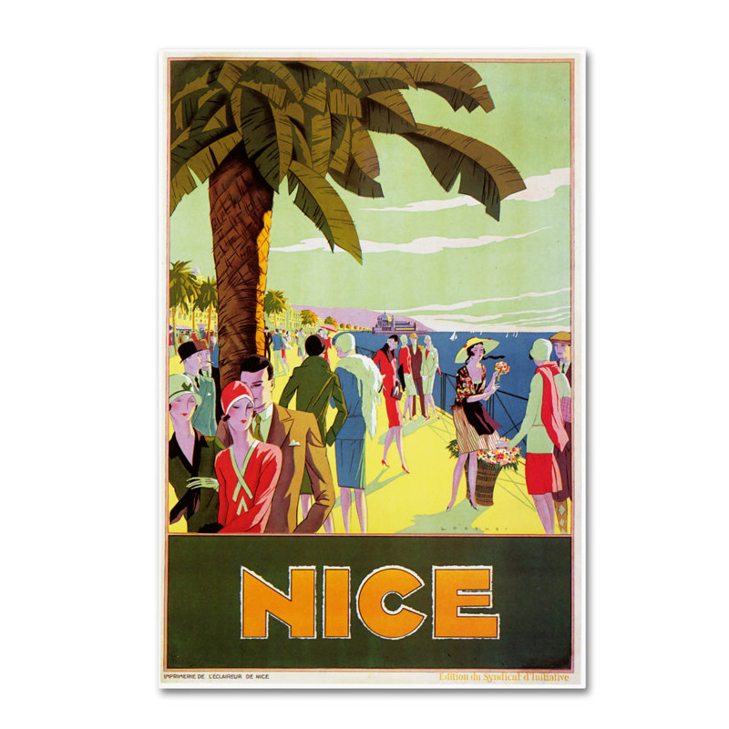 « france nice », reproduction d’impression sur toile tendue, H 19 po x l 12 po