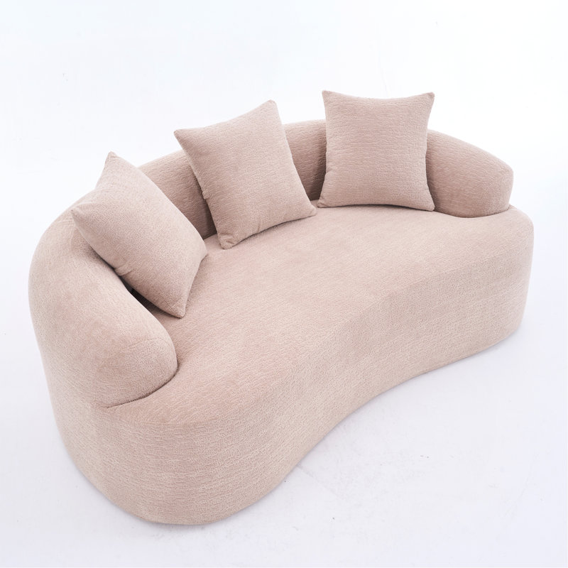 Causeuse avec tissu en chenille de grain de bois, canapé en éponge haute densité, canapé compact sans assemblage pour les petits espaces et les appartements, capacité de 300 lb