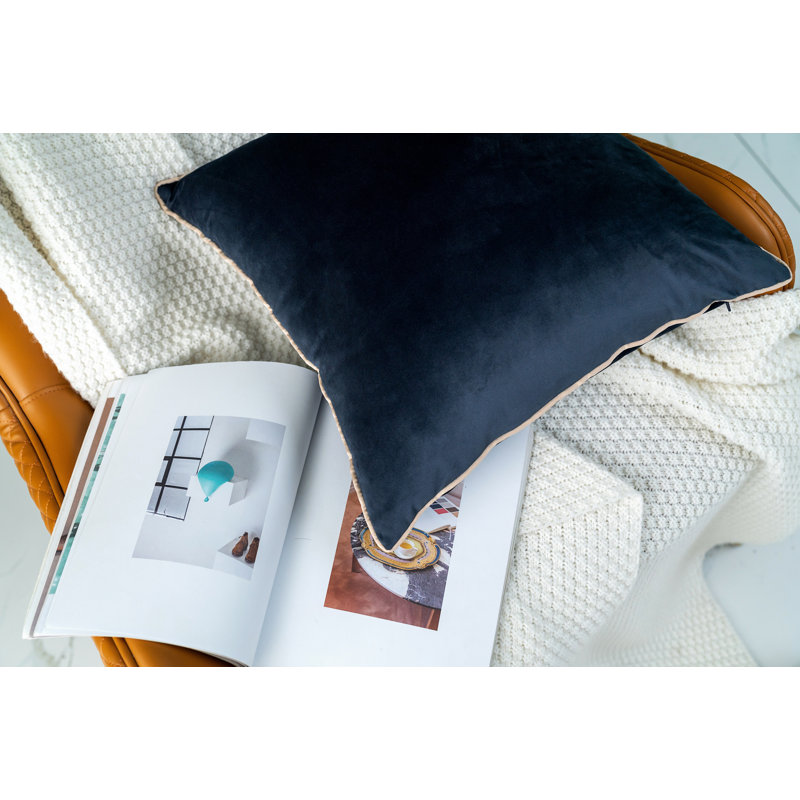 Navy Velvet 18" Square Throw Pillow Set