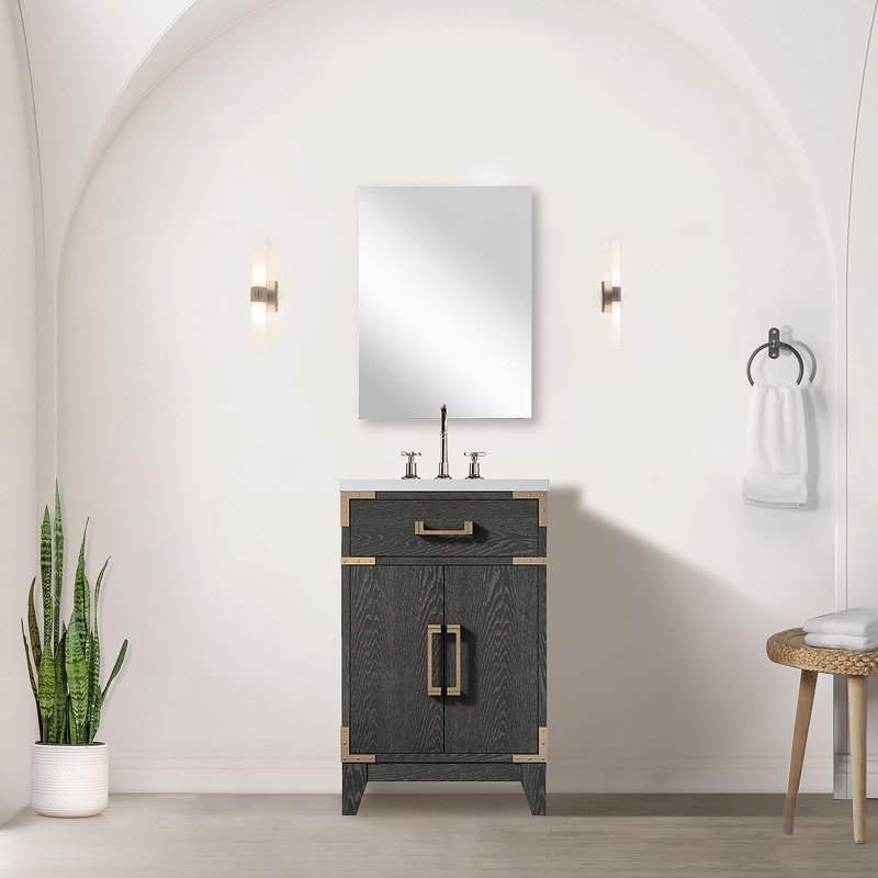 Meuble-lavabo simple 20 po X P 18 po P, comptoir en acrylique et Miroir