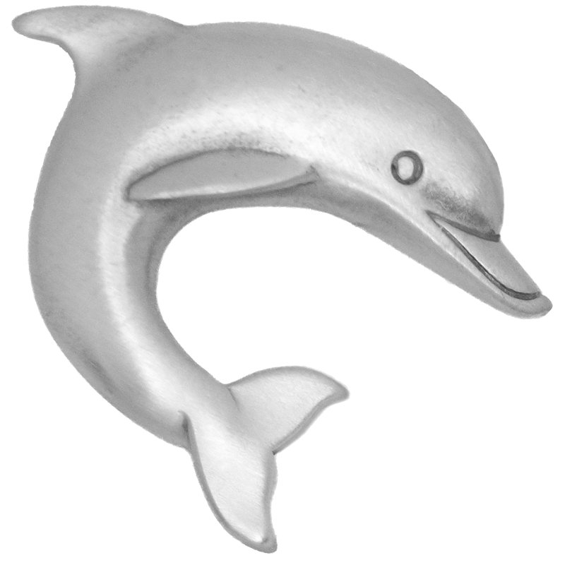 Petit bouton Dolphin faisant face à la droite, Nickel brossé, 1.9" L x 1.7" W