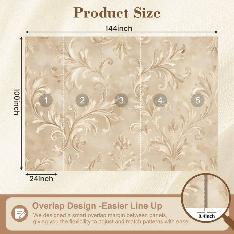 Papiers peints et adhésifs rétro à motif floral français texturé, classique, campagne, brun clair, murales murales florales, H 100 po x l 144 po, papier peint amovible en PVC, adhésif mural pour salon, chambre, bureau à domicile