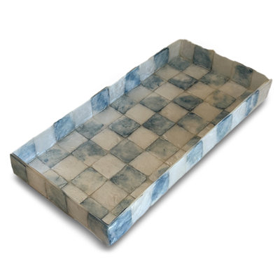 Gold Check Capiz Vanity Tray