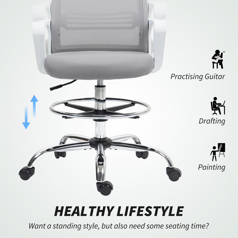 Mesh Drafting Chair, Grey