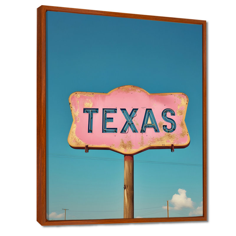 «Texas Road Sign», impression sur toile imprimée au Texas, Toile avec cadre flottant brun, H 32 po x l 16 po x P 1 po
