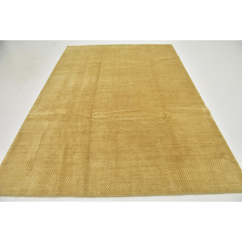 Tapis en laine crème/grise 6 pi 8 po x 9 pi 3 po one-of-kind à la main noué la Didcot