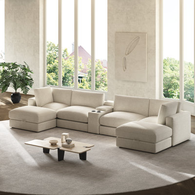 Grand canapé modulaire modulaire de 163 po avec repose-pieds et console