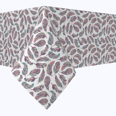 Rectangular Tablecloth, 100% Cotton, 52X104", Patterned Feathers