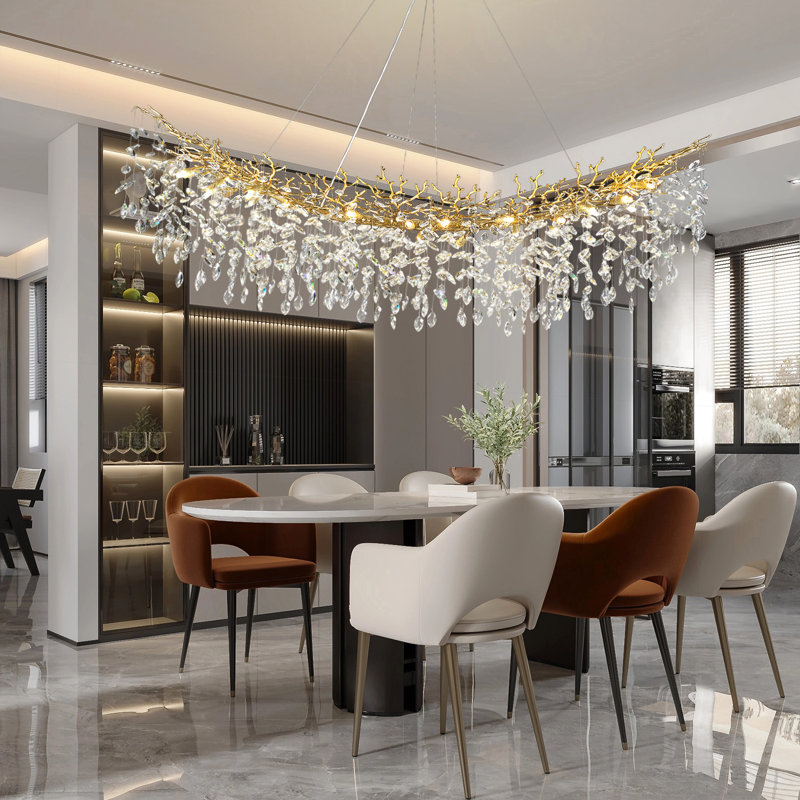 72" Dimmable Tree Branches Crystal Linear Chandelier