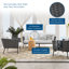 Ensemble de canapé modulaire d'extérieur en aluminium 3 pièces Modway Stance-1930173597-1930173568