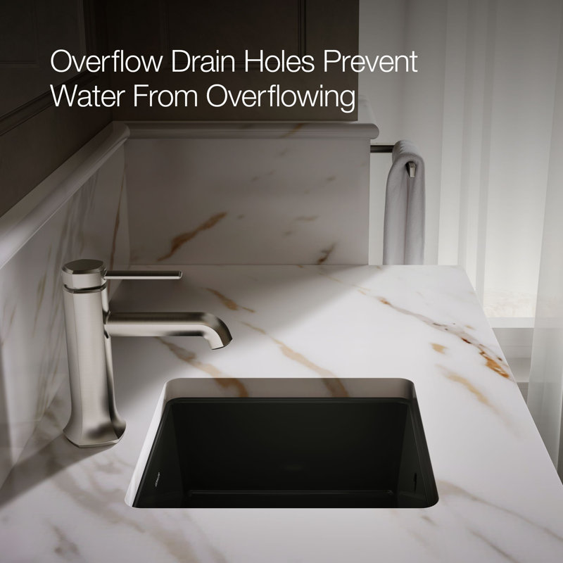 Verticyl Vitreous China Square Undermount Bathroom Sink with Overflow, Black